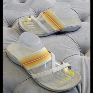 Merrell Zinnia Sandals Flats Toe Loop Silver Lining Flax Womens Shoes Slides 11